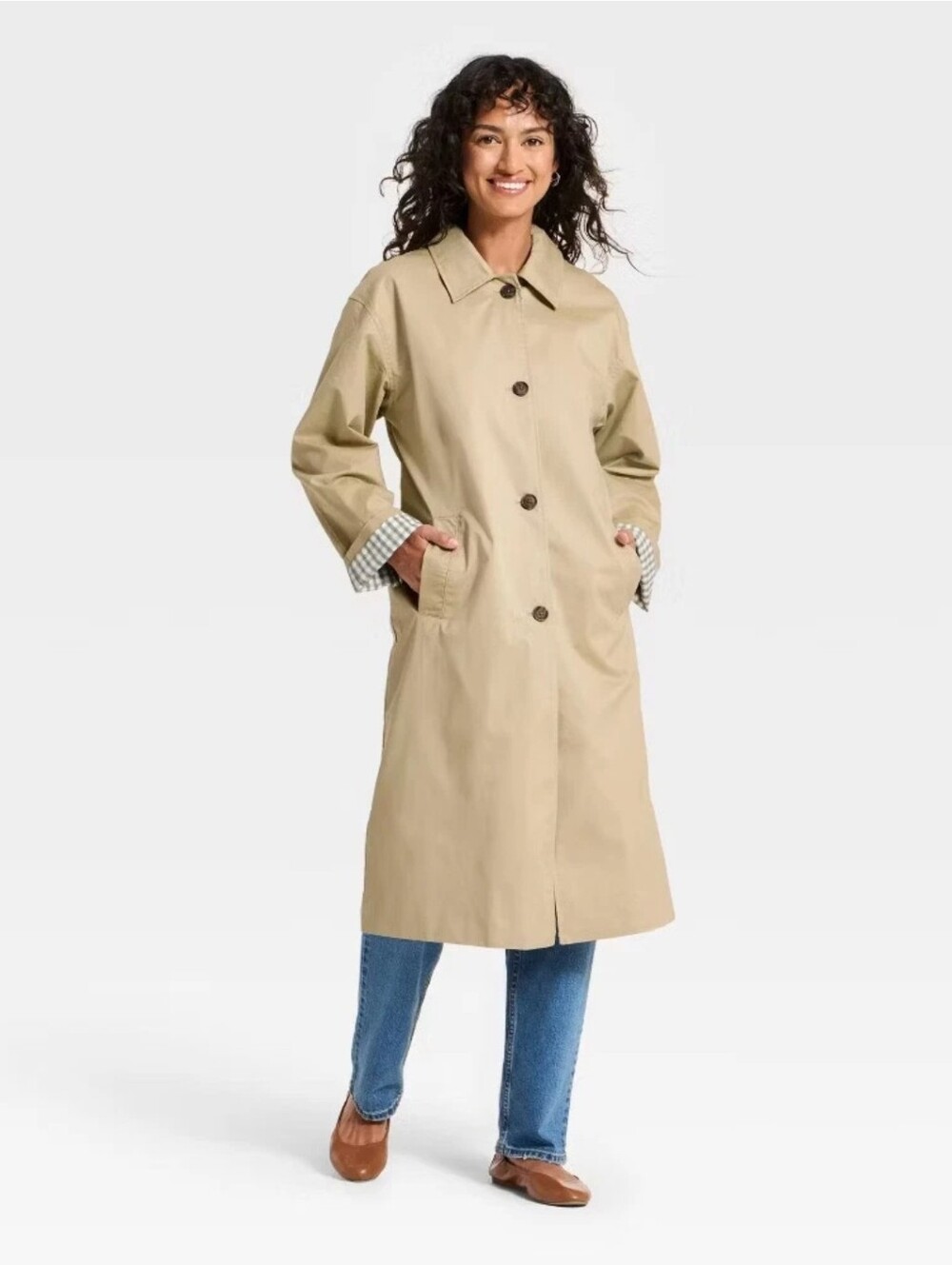 Universal Thread Women's Twill Trench Coat, Tan size XL